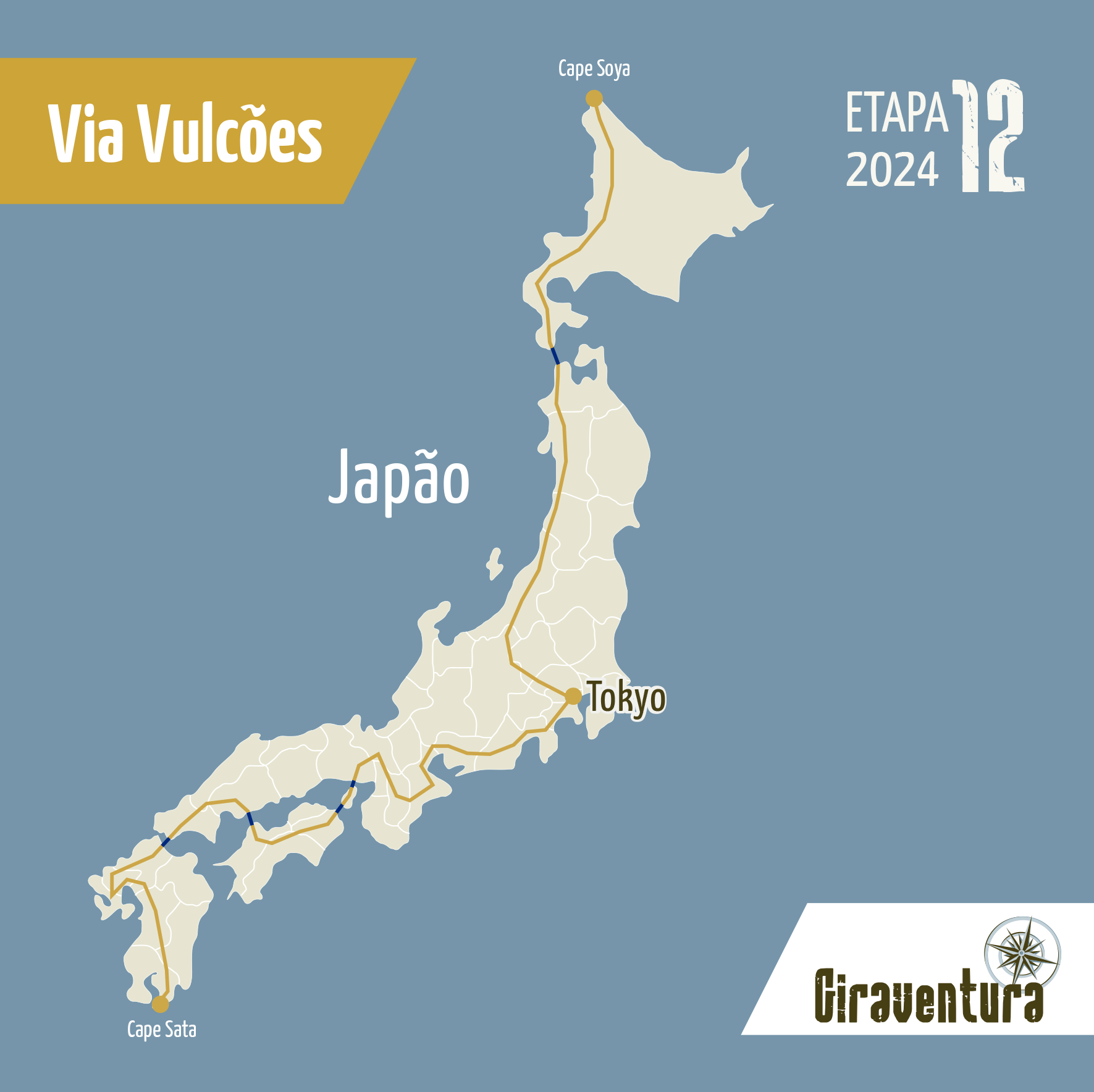 Mapa Via Vulcões Japão 2024