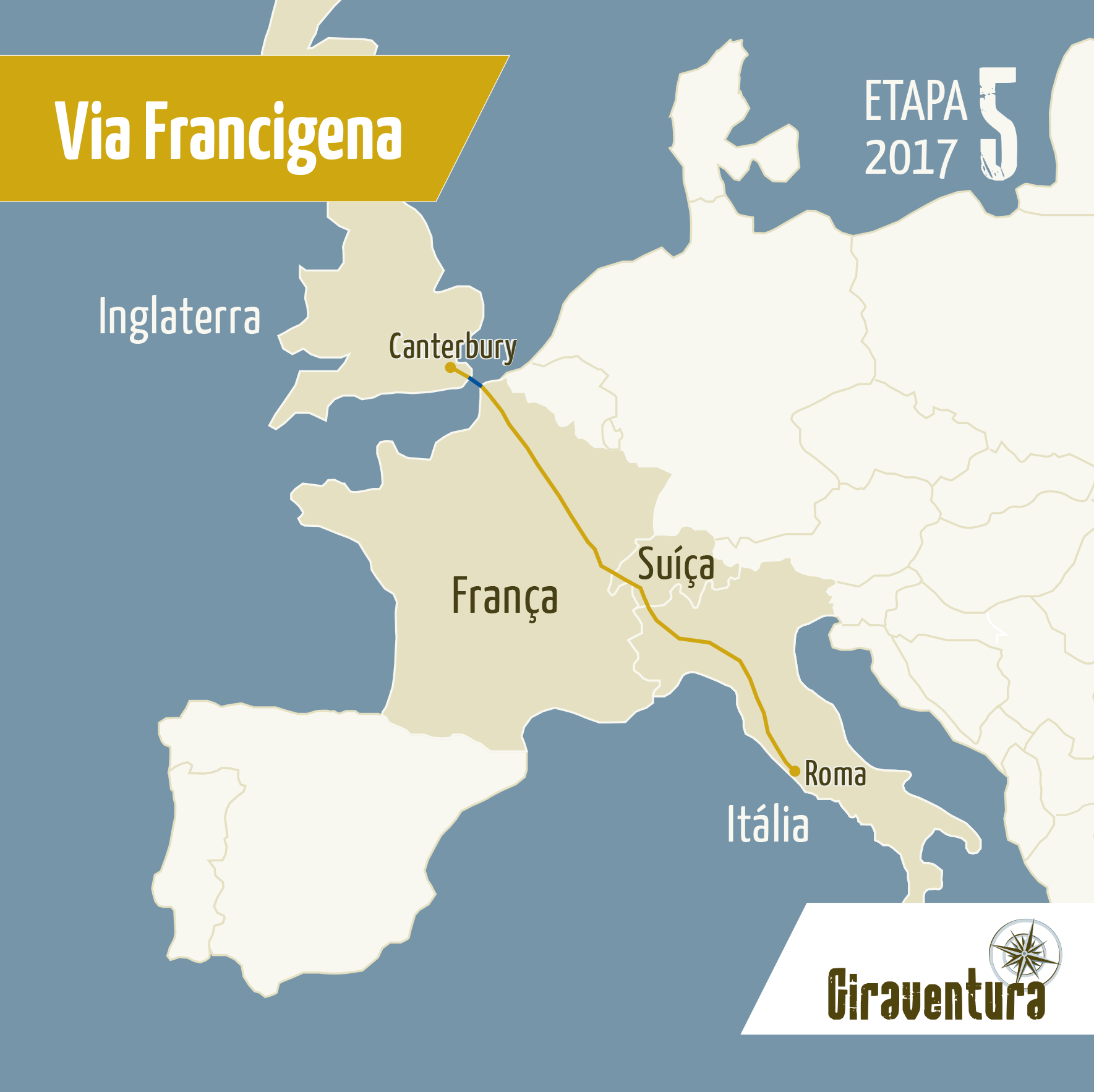 Mapa da Via Francigena 2017